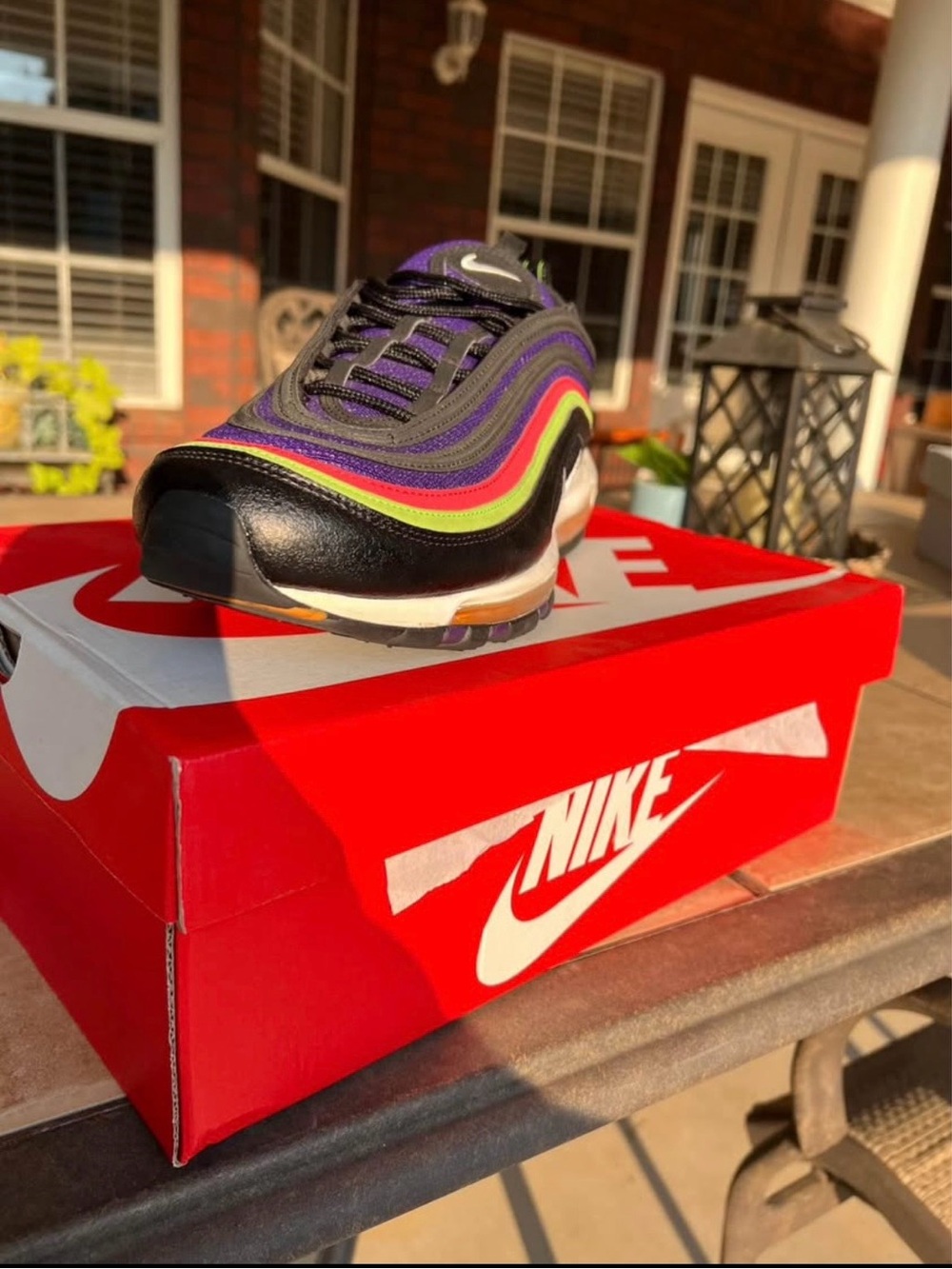 Nike Air Max 97 Black with Purple, Pink & Lime-Green Accents